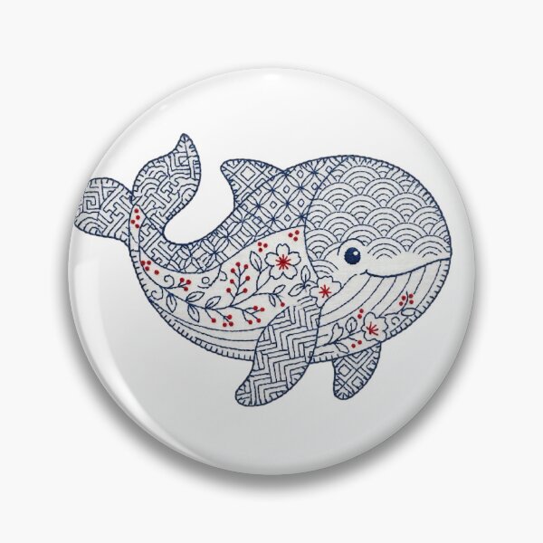 Item preview, whale in sashiko style designed and sold by Maewshooter.