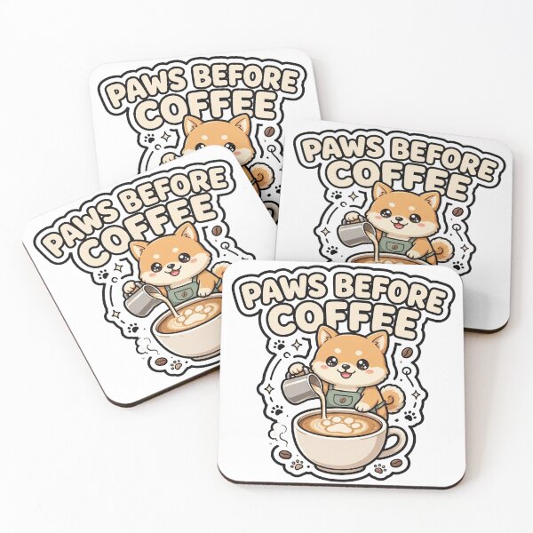 Item preview, Cute Chibi Shiba Inu Barista Paws Before Coffee Sticker designed and sold by xiaoxiaochibi.