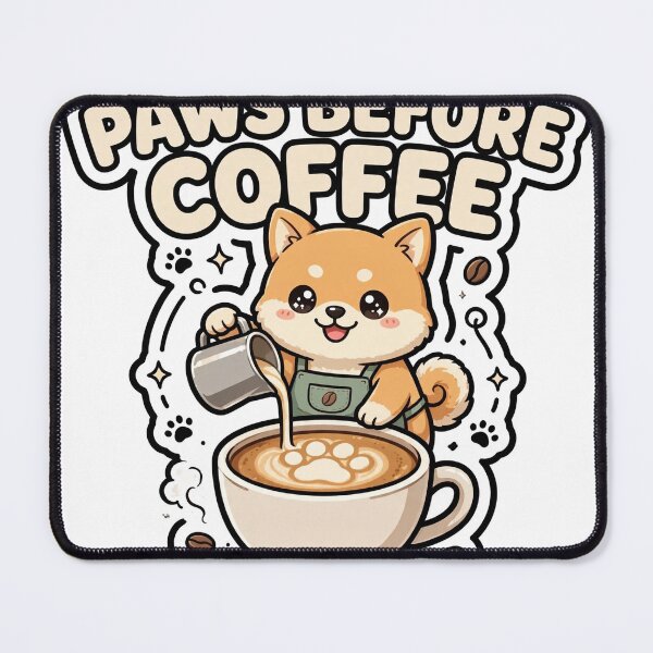 Item preview, Cute Chibi Shiba Inu Barista Paws Before Coffee Sticker designed and sold by xiaoxiaochibi.