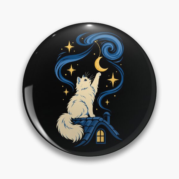 Item preview, Celestial Cat Reaching for Crescent Moon Starry Night designed and sold by Kladhadredo.