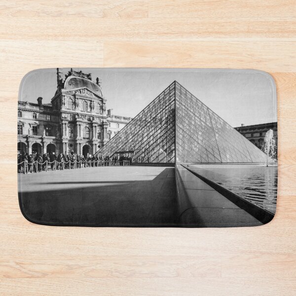 Item preview, The Louvre Pyramid, Louvre Museum Paris, France landscape black and white photograph designed and sold by Astrid Arkhangelsky.