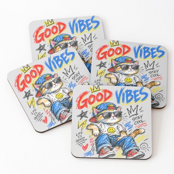 Item preview, Cool Cat Good Vibes Street Art designed and sold by lungpleecha.