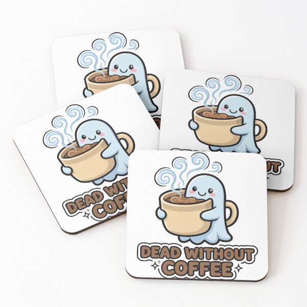 Item preview, Cute Ghost Hugging Giant Coffee Mug Dead Without Coffee Sticker designed and sold by xiaoxiaochibi.