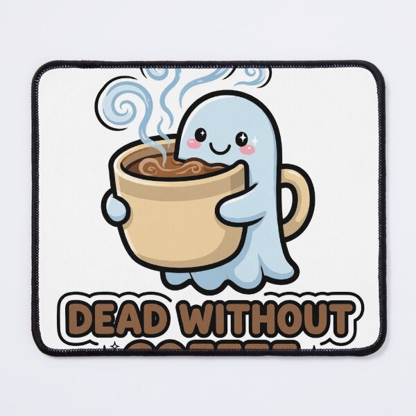 Item preview, Cute Ghost Hugging Giant Coffee Mug Dead Without Coffee Sticker designed and sold by xiaoxiaochibi.