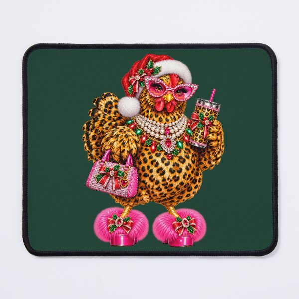 Item preview, Christmas Glam Leopard Chicken Pink Holiday Fashion Art designed and sold by AmiGraph.