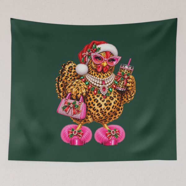 Item preview, Christmas Glam Leopard Chicken Pink Holiday Fashion Art designed and sold by AmiGraph.