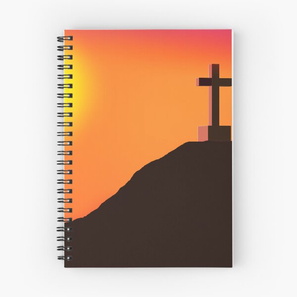 Item preview, Minimalist Cross on Mountain Sunset - 100% Mouse-Drawn MS Paint Art designed and sold by ArtisticJump.