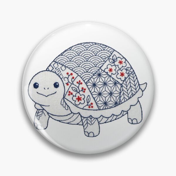 Item preview, turtle in sashiko pattern designed and sold by Maewshooter.