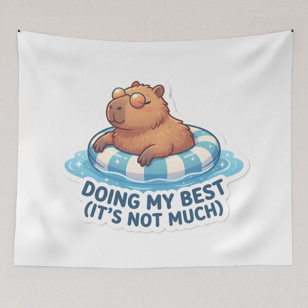 Item preview, Cute Capybara Doing My Best Floating on Pool Inflatable designed and sold by SnapStickerHub.