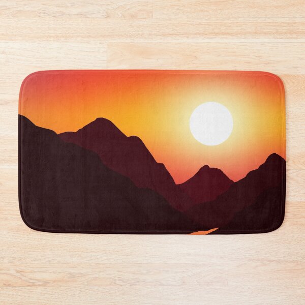 Item preview, Minimalist Mountain River Sunset - 100% Mouse-Drawn MS Paint Art designed and sold by ArtisticJump.