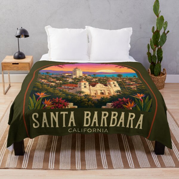 Item preview, Santa Barbara Vintage Travel Illustration designed and sold by HomeLivingCo.
