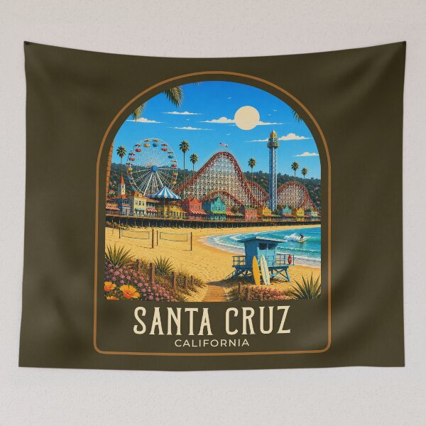 Item preview, Santa Cruz Vintage Travel Illustration designed and sold by HomeLivingCo.