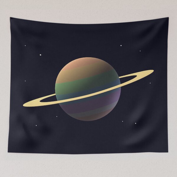 Item preview, Vintage Sci-Fi Pastel Saturn - 100% Mouse-Drawn MS Paint Art designed and sold by ArtisticJump.