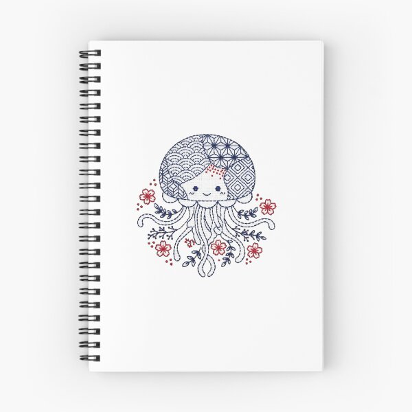 Item preview, jelly fish in cute style sashiko designed and sold by Maewshooter.