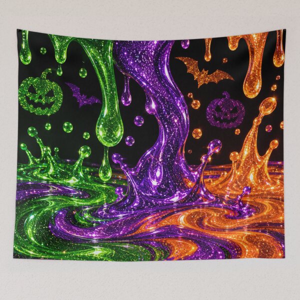 Item preview, Glitter Halloween Slime Dripping Purple Green Orange Spooky Art designed and sold by BloomOfDesign.