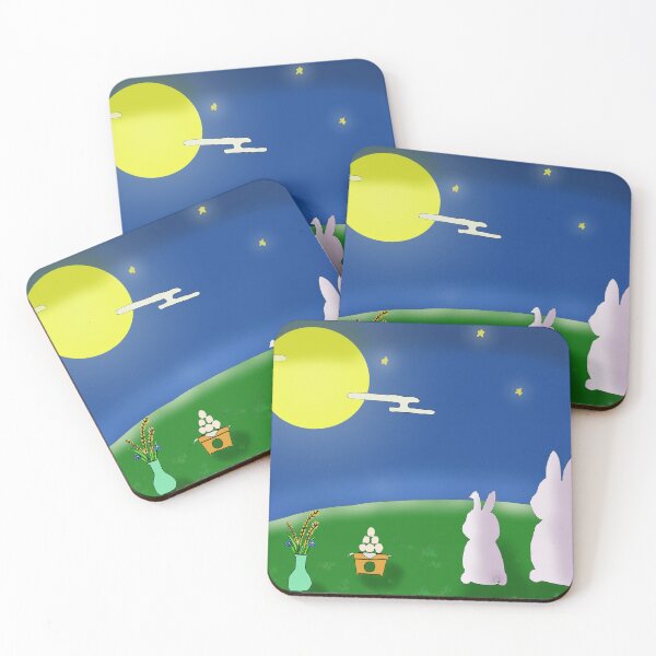 Item preview, Rabbits Watching Yellow Moon designed and sold by Knoabitit.