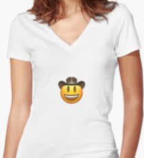 Cowboy Emoji Shirt mit V-Ausschnitt