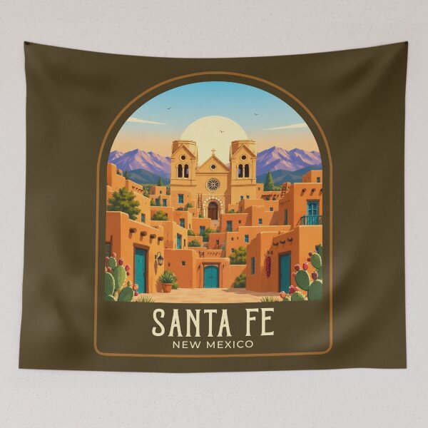 Artikelvorschau, Vintage-Reiseillustration aus Santa Fe entworfen und verkauft von HomeLivingCo.