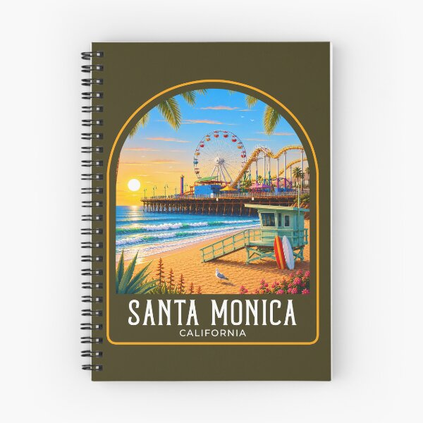 Item preview, Santa Monica Vintage Travel Illustration designed and sold by HomeLivingCo.