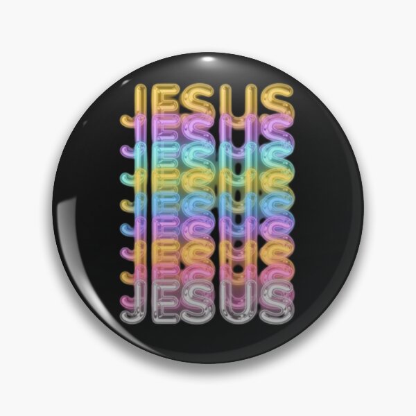 Item preview, Jesus Neon Sign Repeat Pattern – Colorful Glowing Christian Typography Design designed and sold by EatPrayLive.