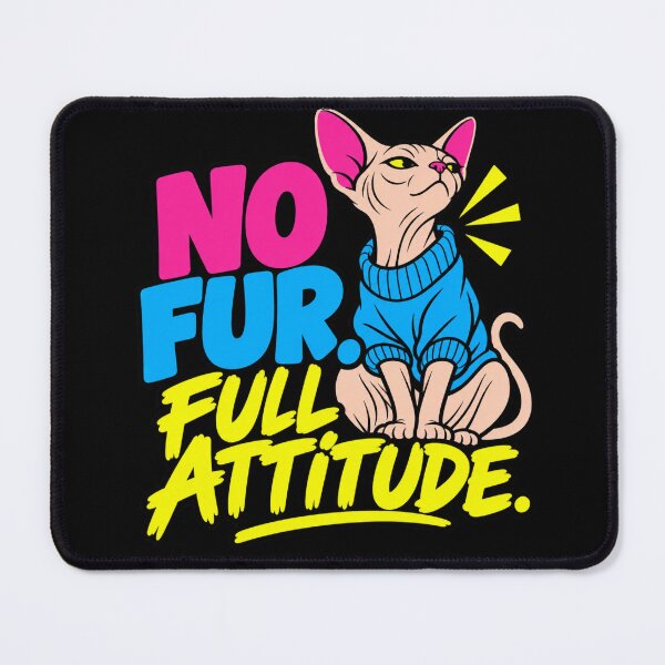 Item preview, No Fur Full Attitude Hairless Cat Humor designed and sold by DreamLayerStudio.