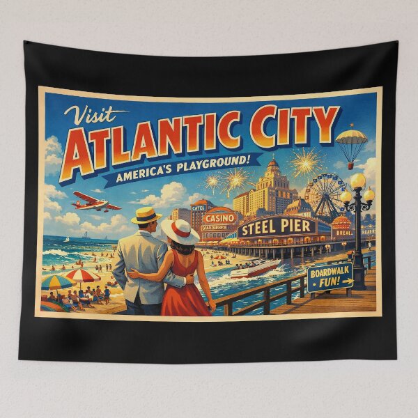 Item preview, Atlantic City Travel Poster - America’s Playground Boardwalk designed and sold by ArtworkNorth.