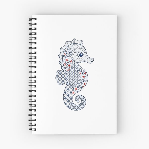 Item preview, sea horse in sashiko style pattern designed and sold by Maewshooter.