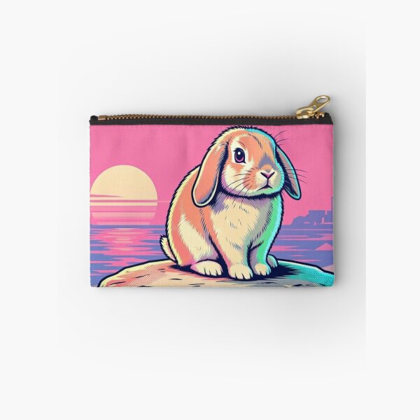 Item preview, Neon Holland Lop Bunny – Retro Sunset City Illustration  designed and sold by Dogandesighn.