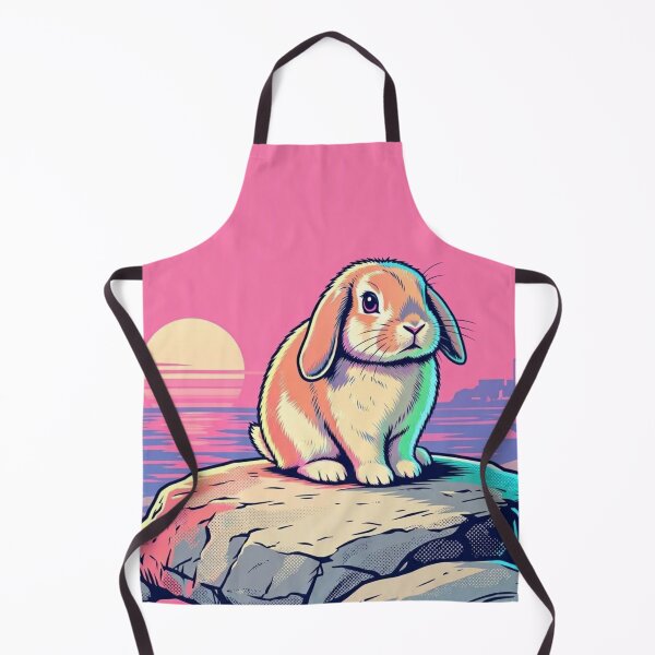 Item preview, Neon Holland Lop Bunny – Retro Sunset City Illustration  designed and sold by Dogandesighn.