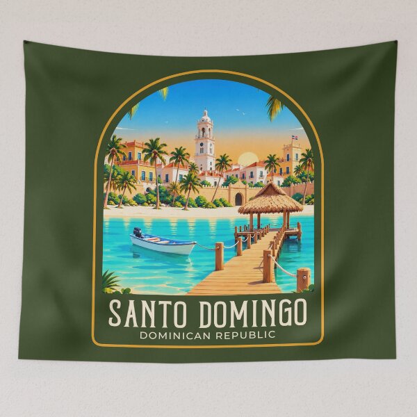 Item preview, Ilustración de viaje vintage de Santo Domingo designed and sold by HomeLivingCo.