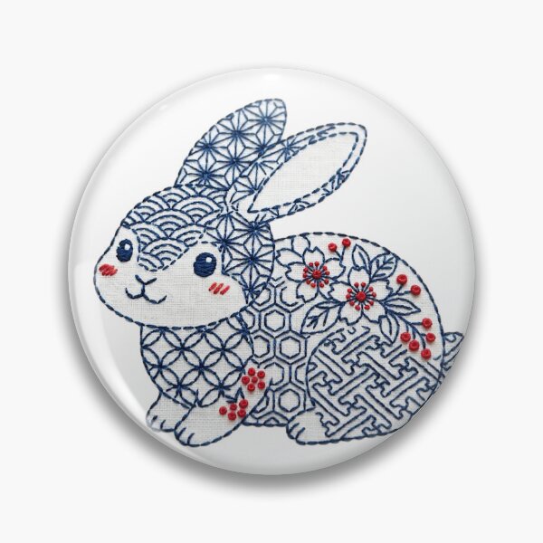Item preview, rabbit in sashiko style designed and sold by Maewshooter.