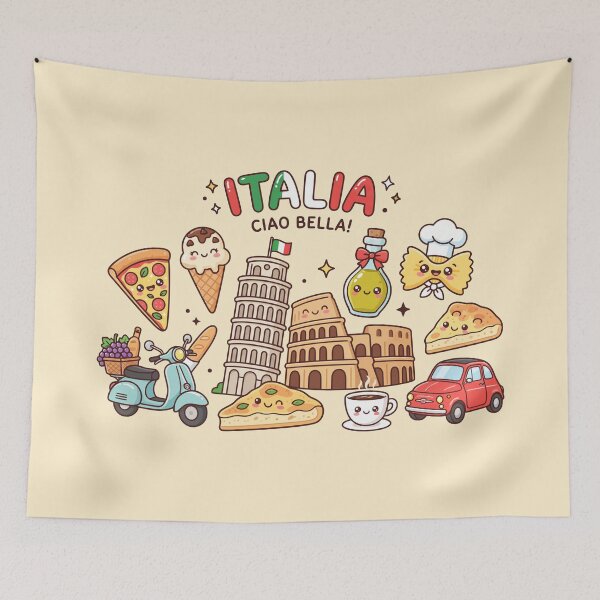 Item preview, Cute Italia Travel Food Pattern Ciao Bella Italian Culture Art designed and sold by Amir Faysal.
