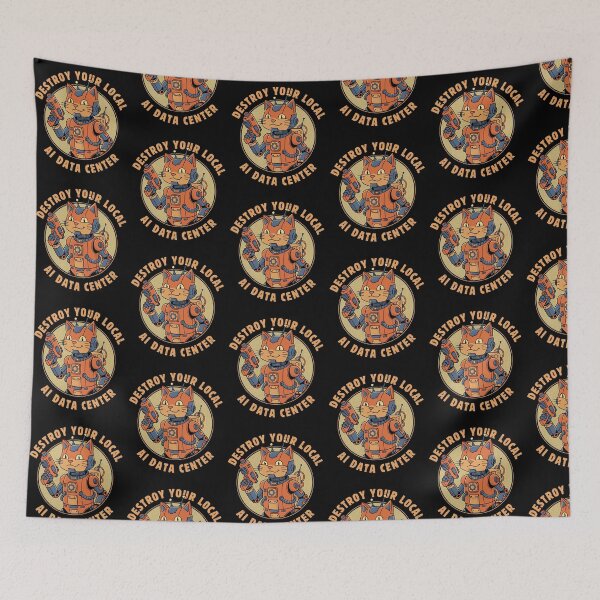 Item preview, Destroy Your Local AI Data Center Retro Cyborg Cat Sci Fi Humor    designed and sold by YasuoShop.
