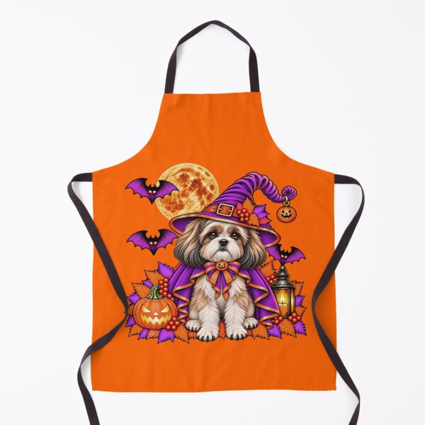 Item preview, Shih Tzu Halloween Witch Costume & Spooky Pumpkin designed and sold by PixelsPaws.