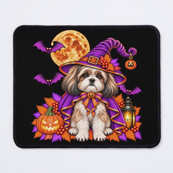 Item preview, Shih Tzu Halloween Witch Costume & Spooky Pumpkin designed and sold by PixelsPaws.