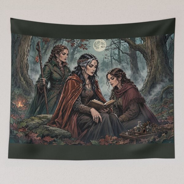 Item preview, Three Witches of the Autumn Wood designed and sold by Roberta Calabrese.