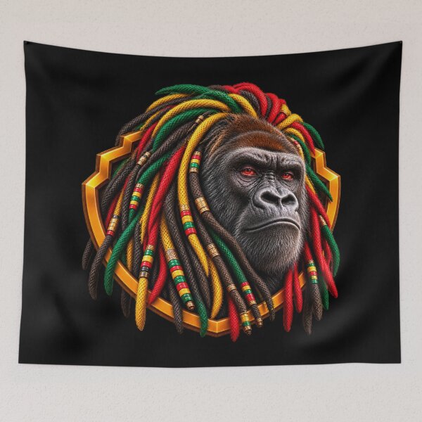 Item preview, Rasta Gorilla Reggae Jamaica Dreadlocks – Rastafarian Gorilla Art- PLUSHIWORLD designed and sold by PLUSHIWORLDtm.