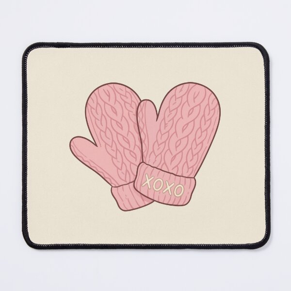 Item preview, Cute Pink Cable Knit Mittens XOXO Cozy Winter Valentine designed and sold by Amir Faysal.
