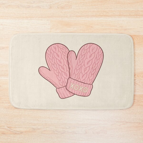 Item preview, Cute Pink Cable Knit Mittens XOXO Cozy Winter Valentine designed and sold by Amir Faysal.