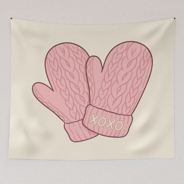 Item preview, Cute Pink Cable Knit Mittens XOXO Cozy Winter Valentine designed and sold by Amir Faysal.