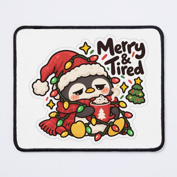 Item preview, Merry and Tired - Funny Christmas Penguin Sticker designed and sold by Deepali Pathe.