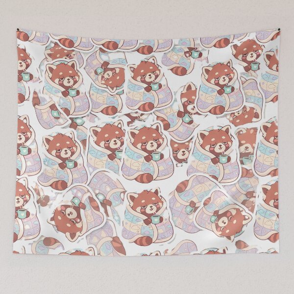 Item preview, Cute Red Panda Cozy Blanket Tea Pattern designed and sold by SnapStickerHub.