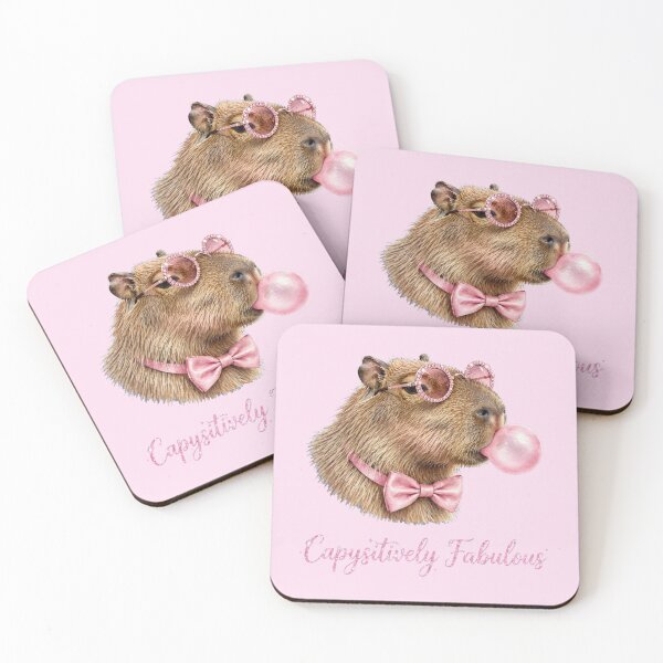 Item preview, Capysitively Fabulous - Cute Pink Coquette Capybara designed and sold by Vibe-Vary.