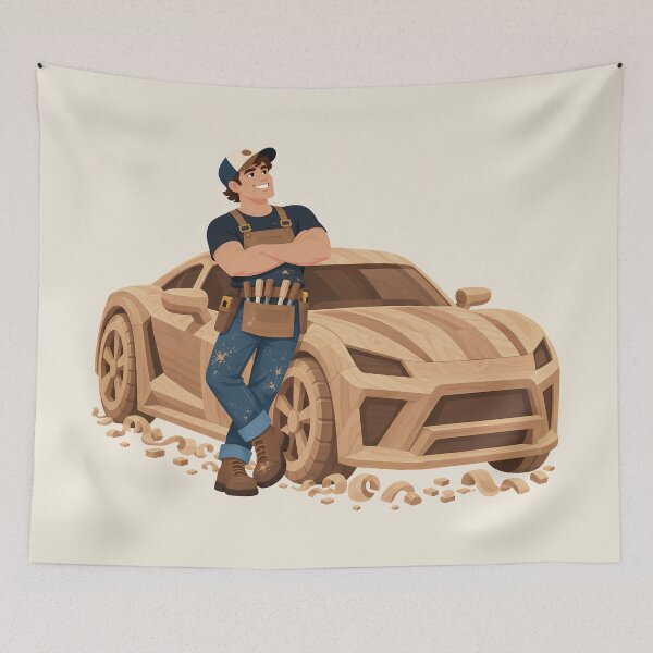 Item preview, Woodworker With a Wooden Car | Funny Woodworking Pun designed and sold by karamram.