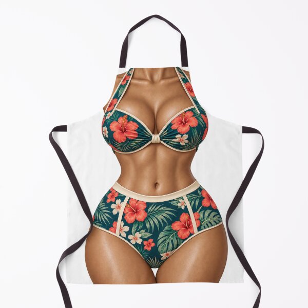 Item preview, Warm Olive Tropical Hibiscus Bikini Body Illusion designed and sold by Beautifully Unhinged.
