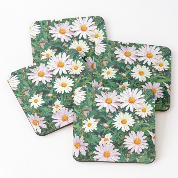 Item preview, Daisies with white and pink petals and a yellow center designed and sold by Nifashedji.