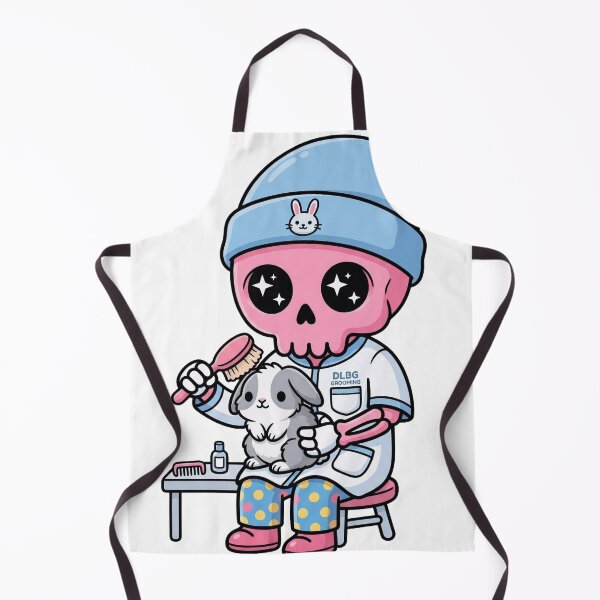 Item preview, ​Cute Pink Skull Bunny Groomer Kawaii Pet Care Art by DLBG designed and sold by DLBG-STORE.