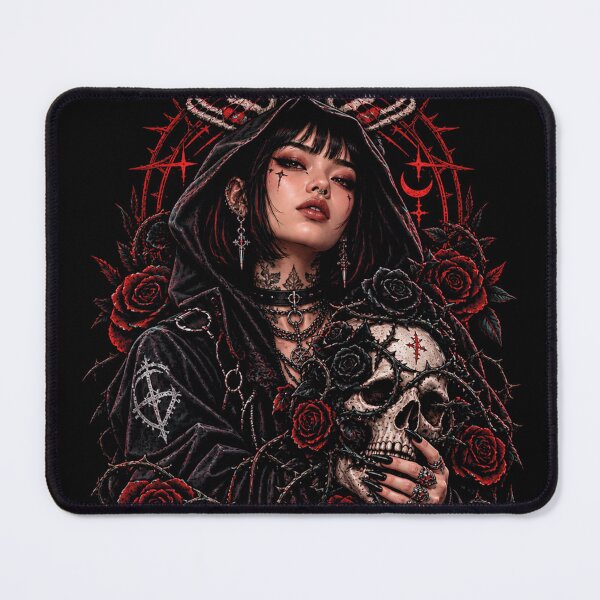 Item preview, Memento Mori Dark Gothic Witch Macabre Skull Art designed and sold by CrazySzoopWorld.