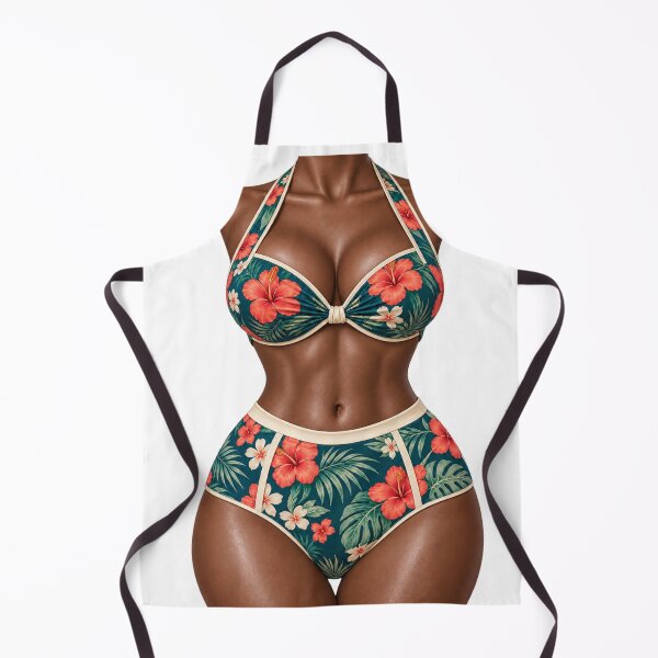 Item preview, Mahogany Tropical Hibiscus Bikini Body Illusion designed and sold by Beautifully Unhinged.