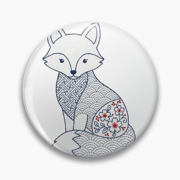 Item preview, fox in sashiko style designed and sold by Maewshooter.